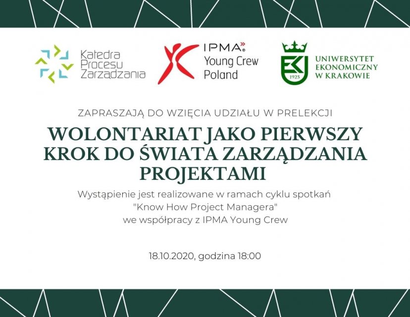 Prelekcja: Wolontariat jako pierwszy krok do świata Zarządzania Projektami