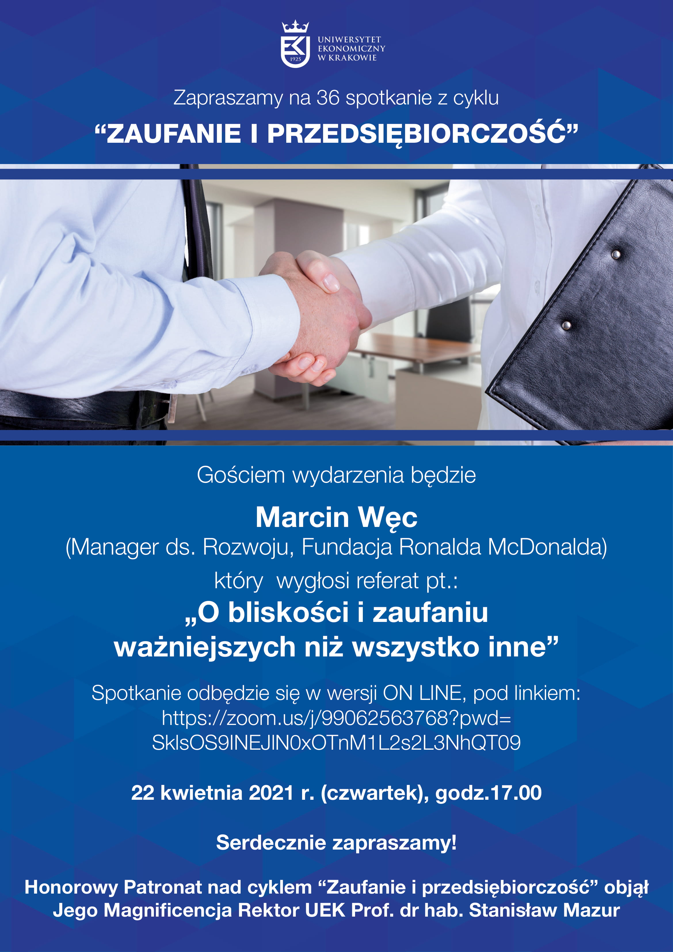 Plakat 36 spotkania z cyklu Zaufanie i przedsiębiorczość