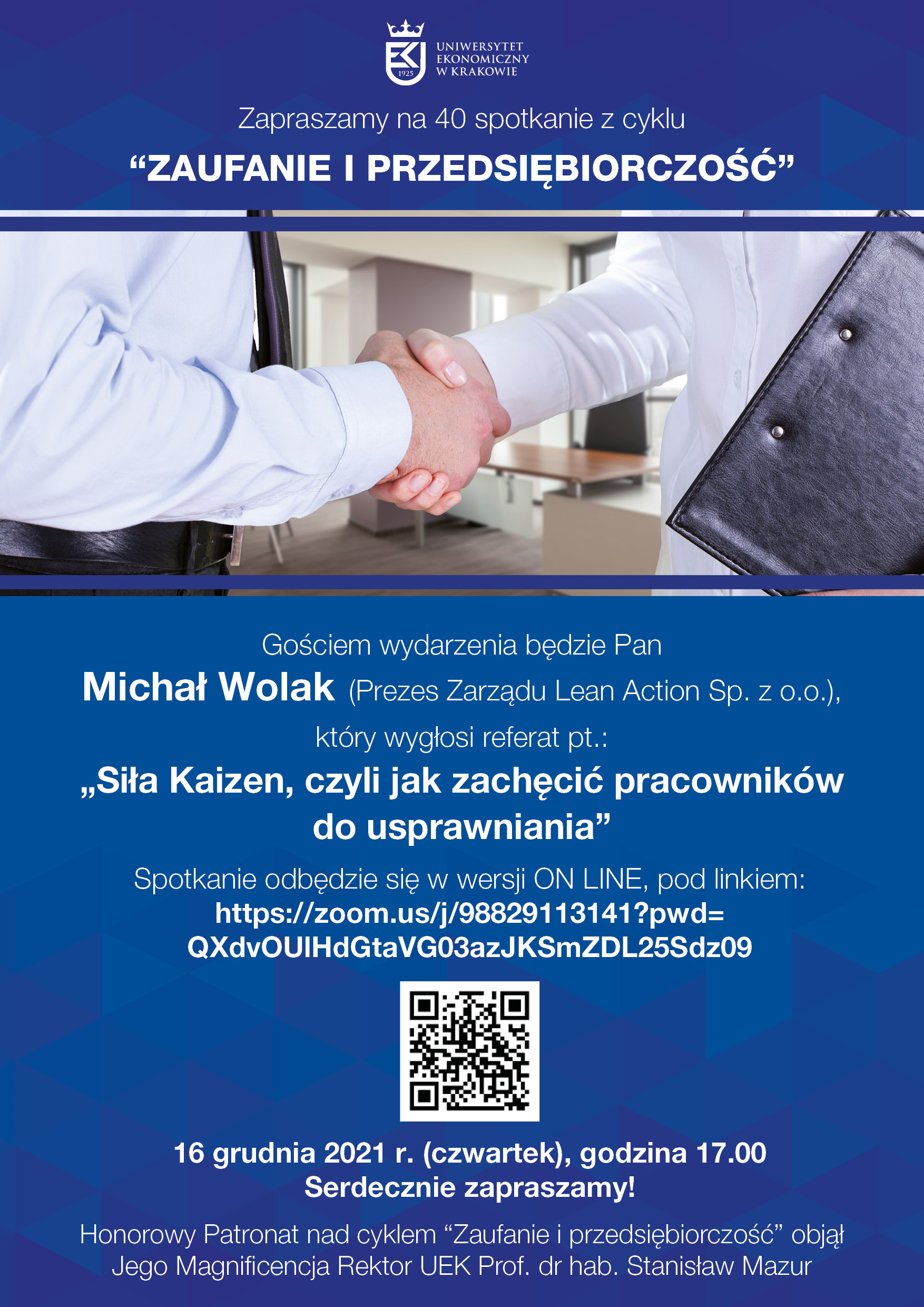 Plakat 40 spotkania z cyklu Zaufanie i przedsiębiorczość