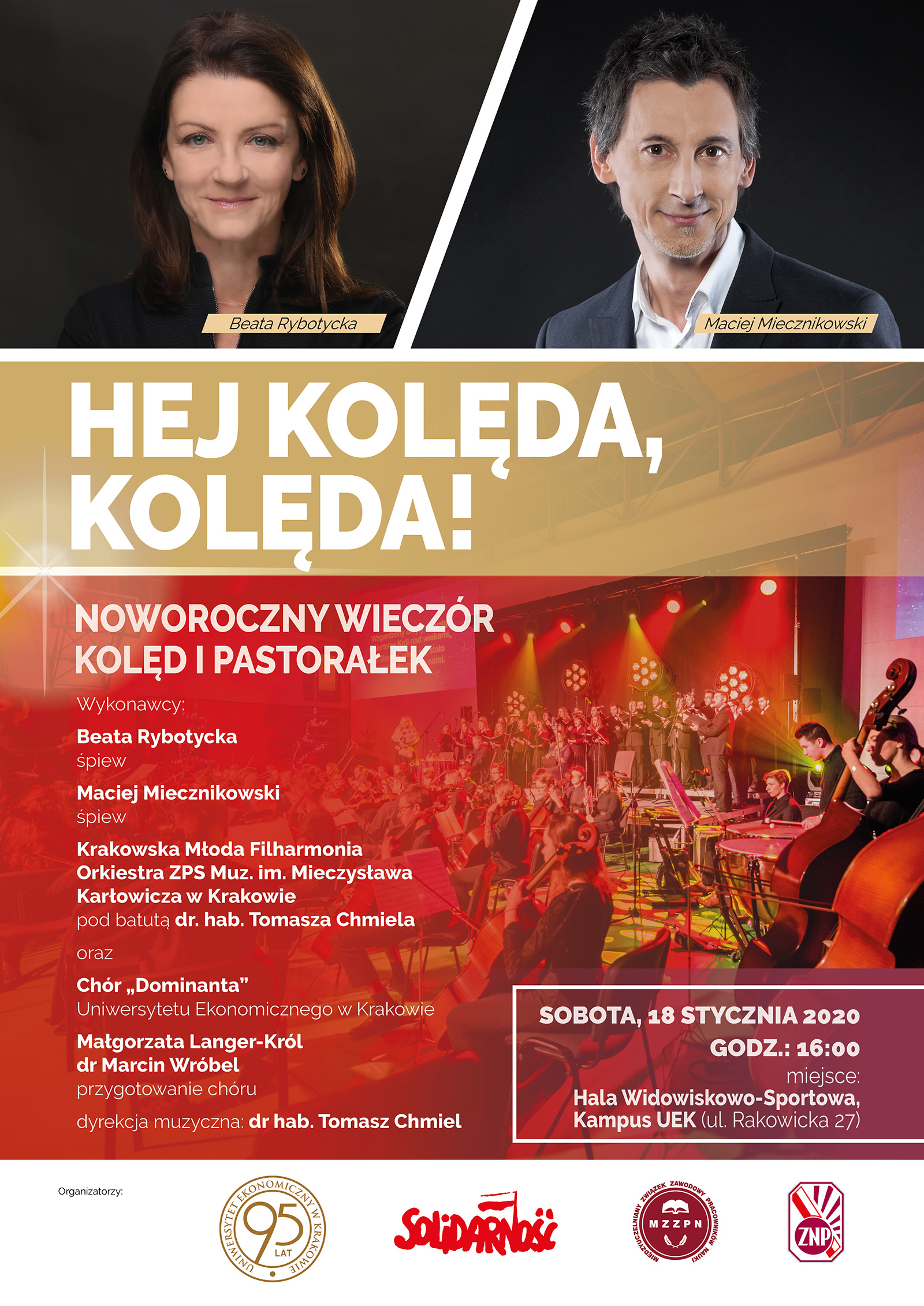 Plakat informacyjny Wieczoru kolęd i pastorałek na UEK