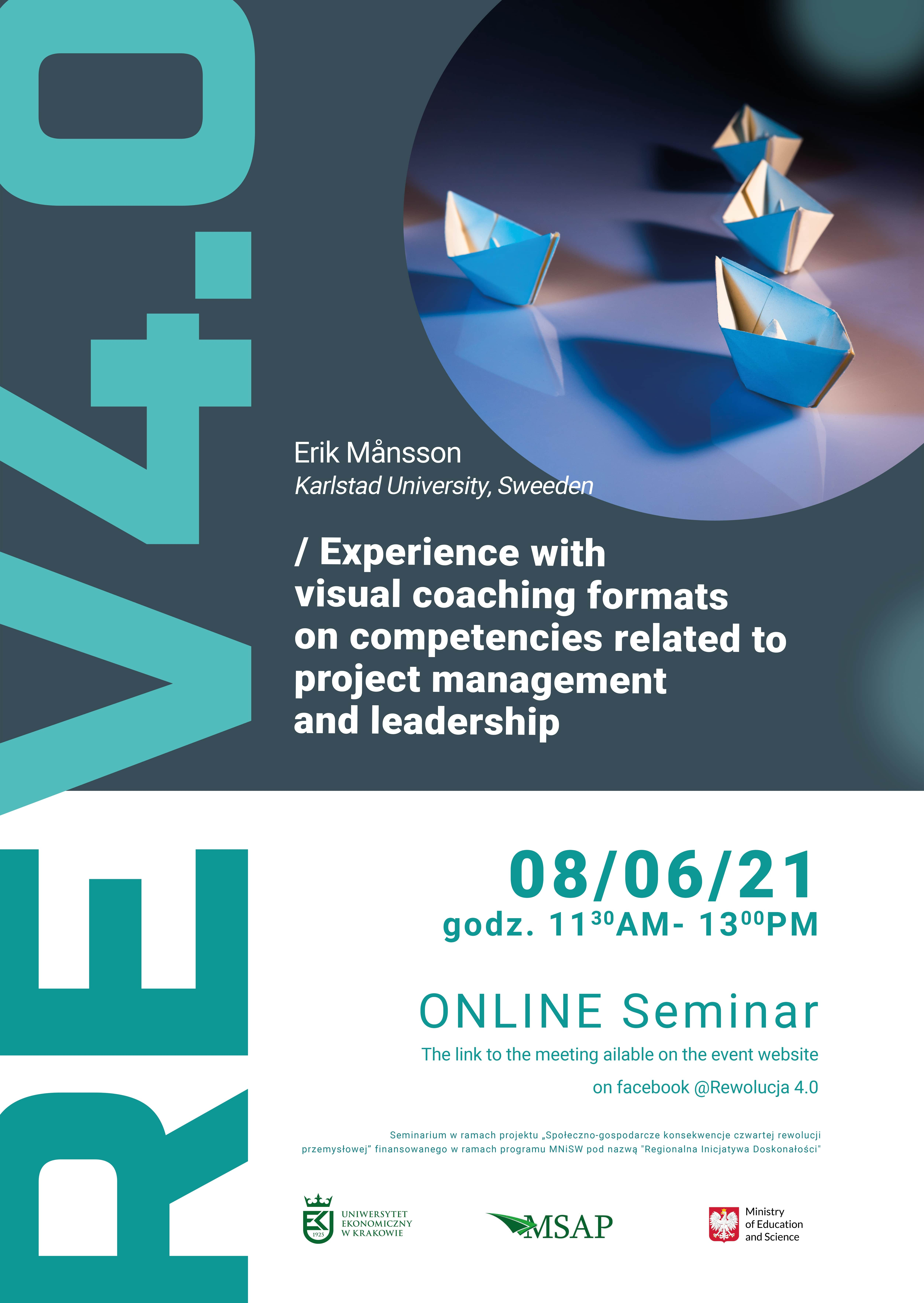 Plakat seminarium „Experience with visual coaching formats on competences related to project management and leadership”
