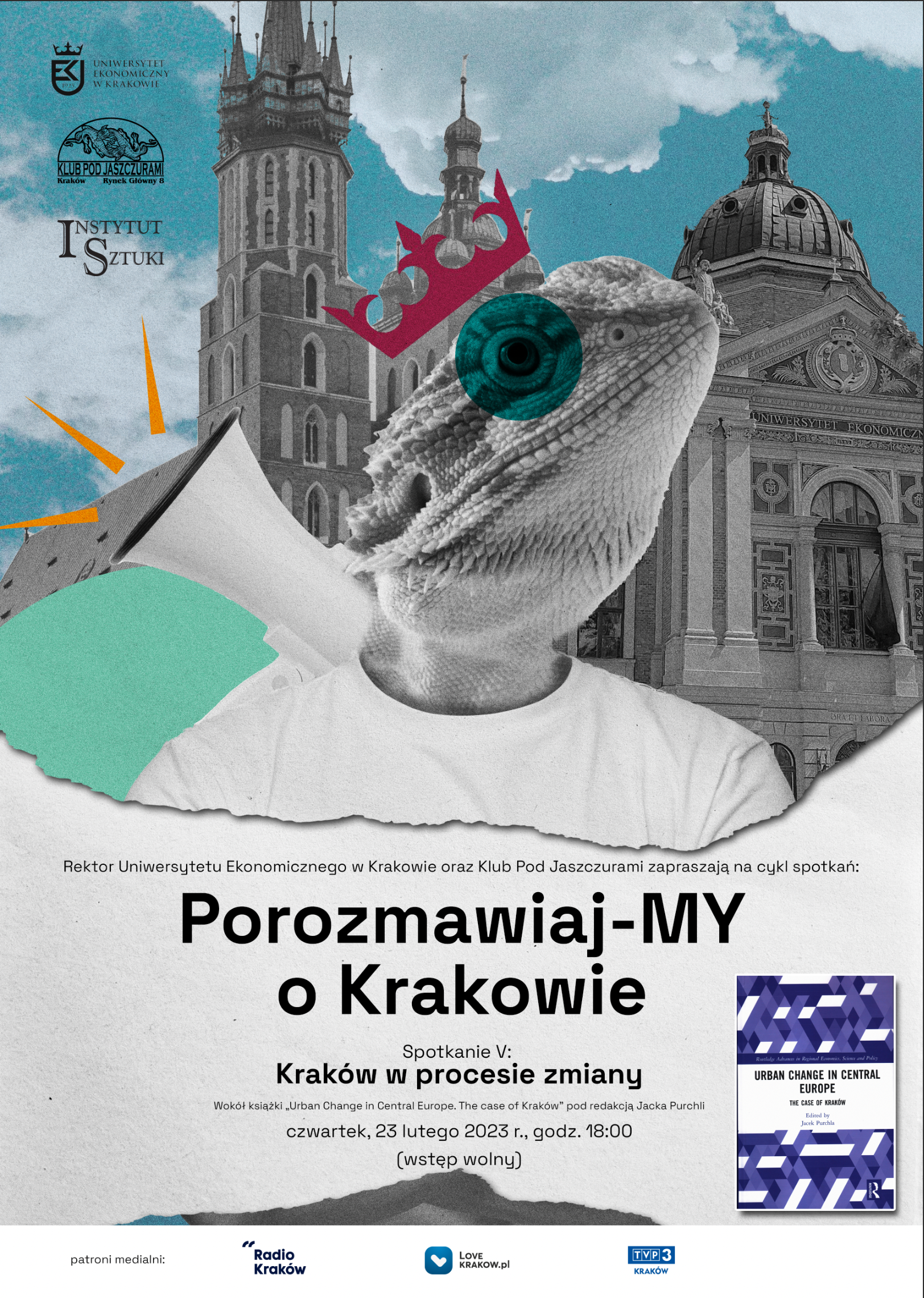 Plakat debaty pt. "Kraków w procesie zmiany."